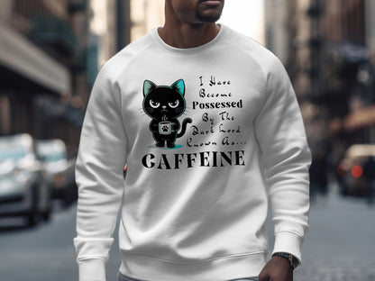 Black Cat Caffeine T-Shirt: Funny Coffee Lover Tee, Cat Mom Gift