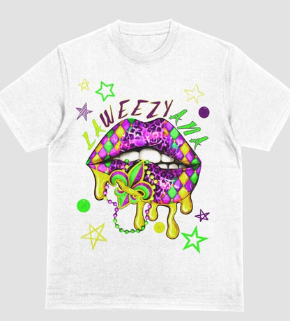 Mardi Gras Party Parade Cotton Tshirt Lips