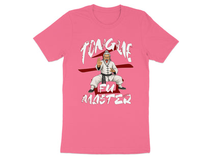 Pink t-shirt with a martial arts master image and "Tongue Fu Master" text.
