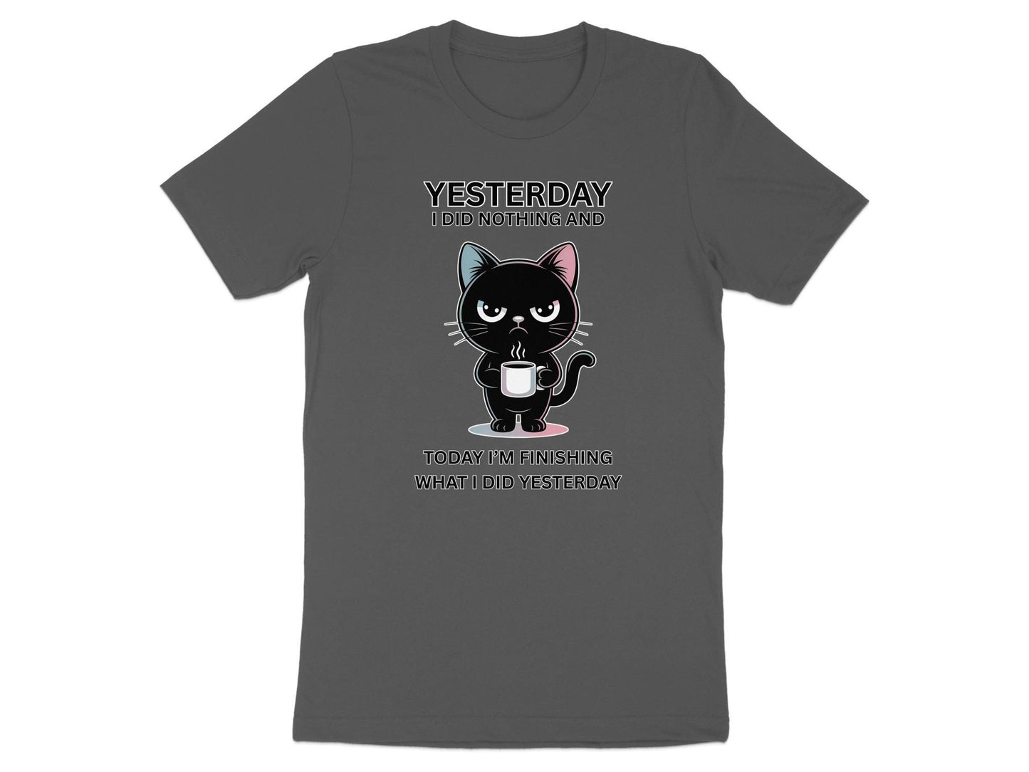 Funny Cat T-Shirt: Sarcastic Coffee Cat - Lazy Day