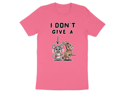 Pink t-shirt with I DON'T GIVE A mouse and donkey graphic.