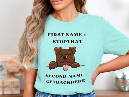 Funny Dog T-Shirt: Stopthat Getbackhere Cartoon Tee - Dog Lover Gift
