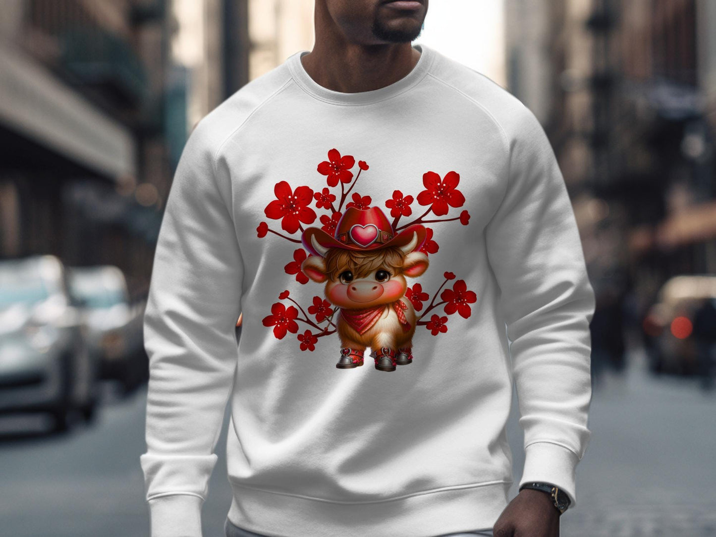 Cowboy Highland Cow T-Shirt: Floral Western Graphic Tee