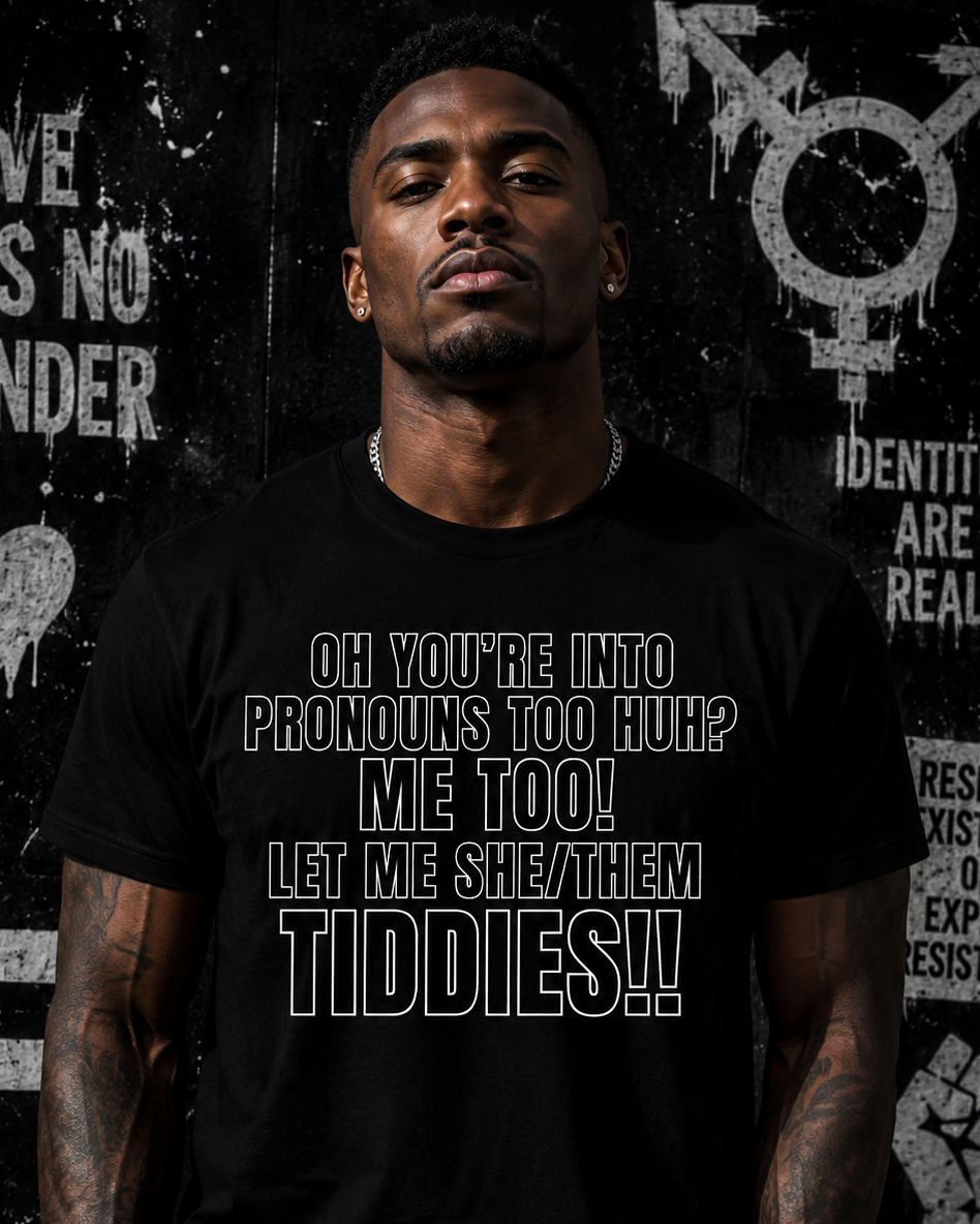 Pronoun Humor T-Shirt, Funny Pronoun Shirt, She Them Tiddies, LGBTQIA Pride, Meme Tee, Gender Identity, Witty Top, Gag Gift