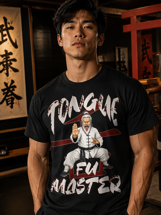 Tongue Fu Master T-Shirt, Funny Martial Arts Tee, Kung Fu Humor Shirt, Karate Old Man Gift, Taekwondo Graphic Top, Dojo Training Shirt