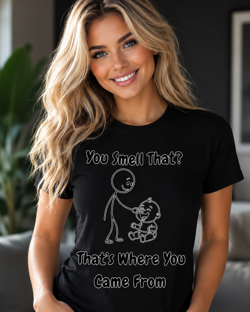 Baby Smelling Fingers Humorous Graphic Tee