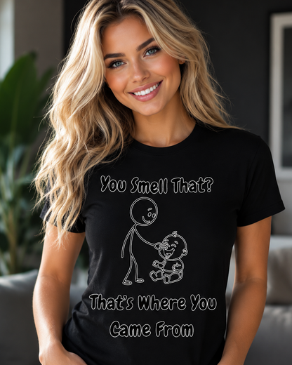 Baby Smelling Fingers Humorous Graphic Tee