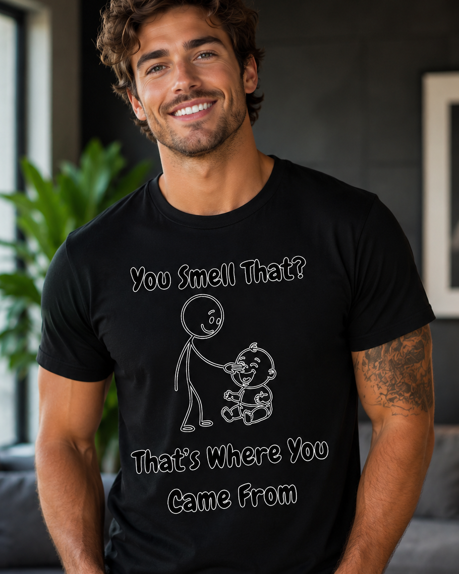 Baby Smelling Fingers Humorous Graphic Tee