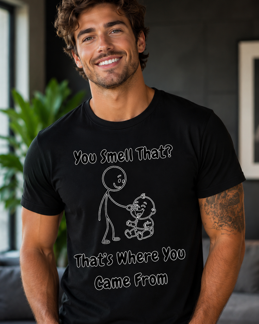 Baby Smelling Fingers Humorous Graphic Tee