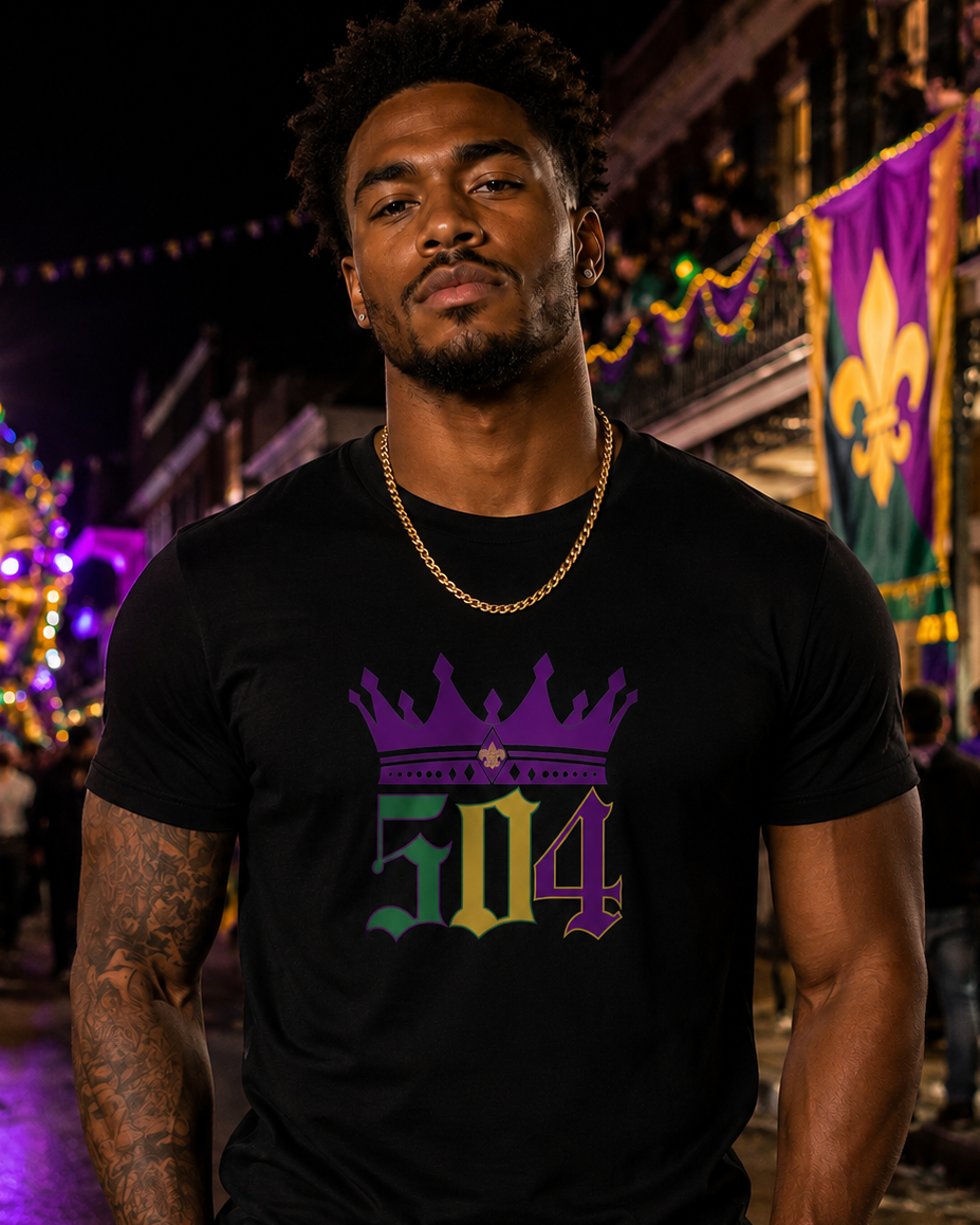 Mardi Gras Tshirt with Crown & Saint Symbol