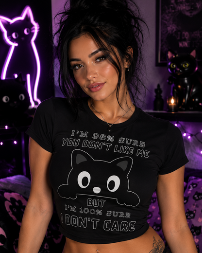 Sassy Cat I Don't Care Attitude Funny Quote Feline Lover T-shirt, Black Cat Lovers