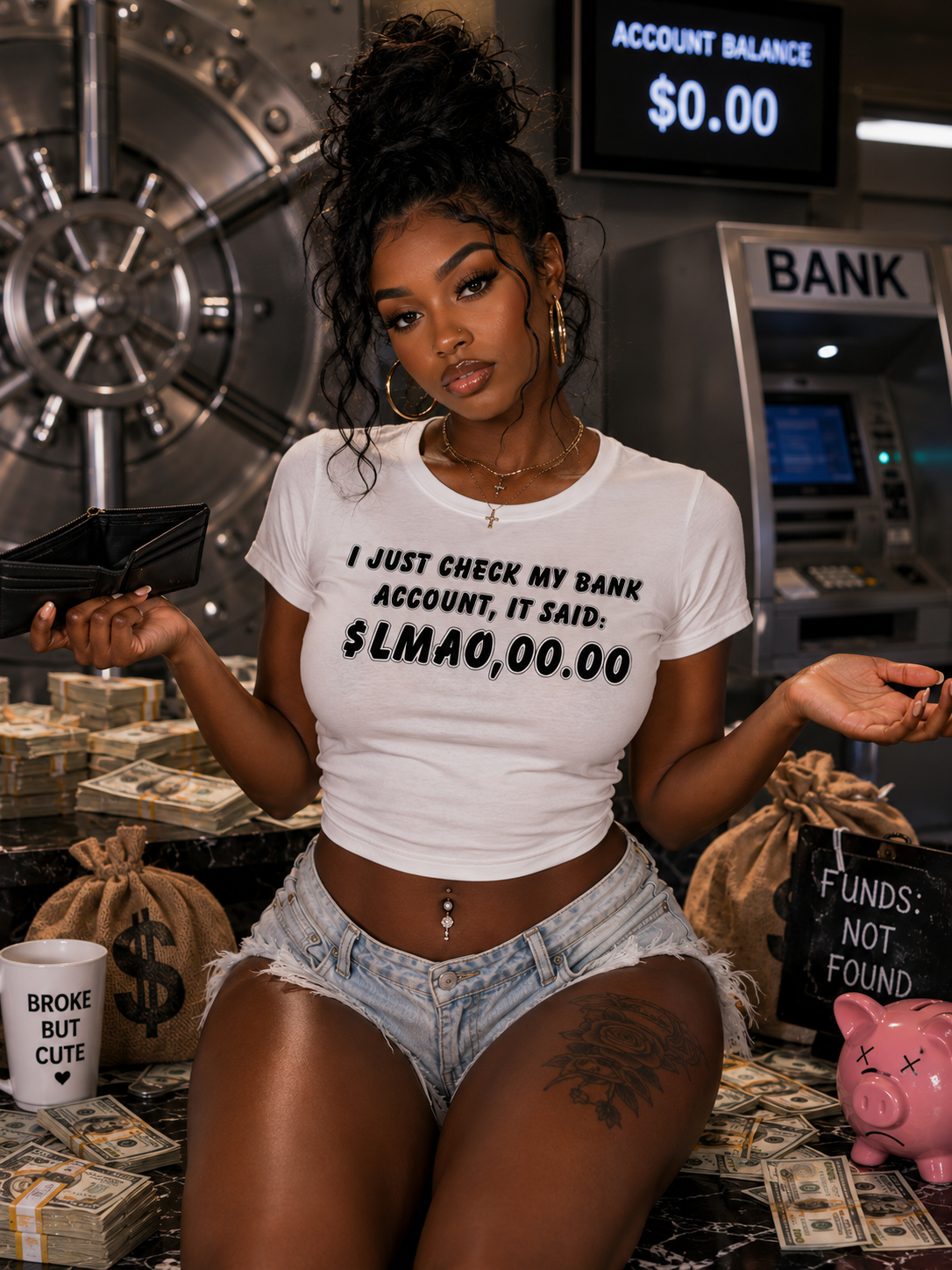 I Just Check My Bank Account LMAO Funny Humor T-Shirt
