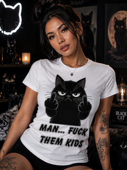 Grumpy Black Cat with Sarcastic Attitude and Expressive Paws Feline Lover Humor