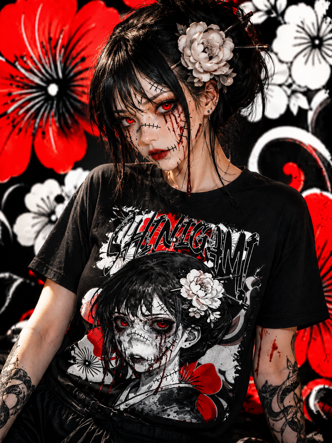 Anime Girl Shinigami Red Eyes Design