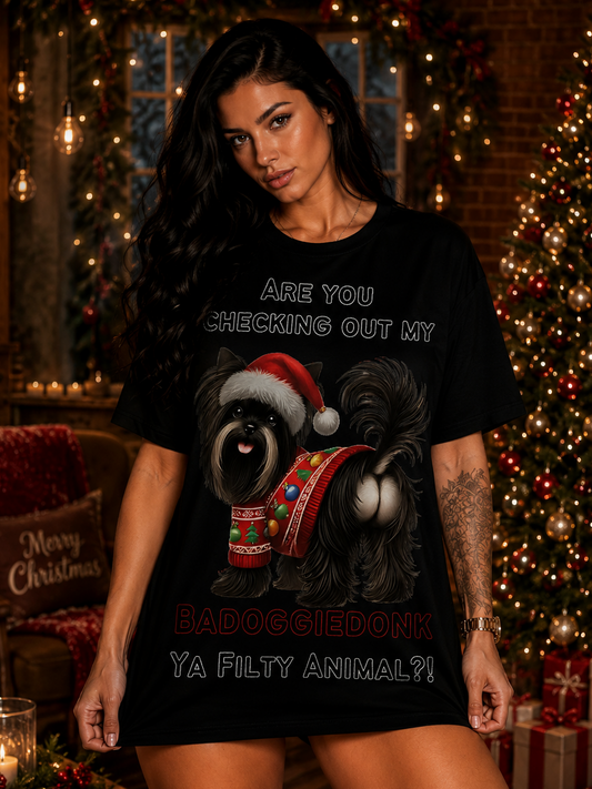 Are You Checking Out My Badoggiedonk Yorkie Dog Tshirt