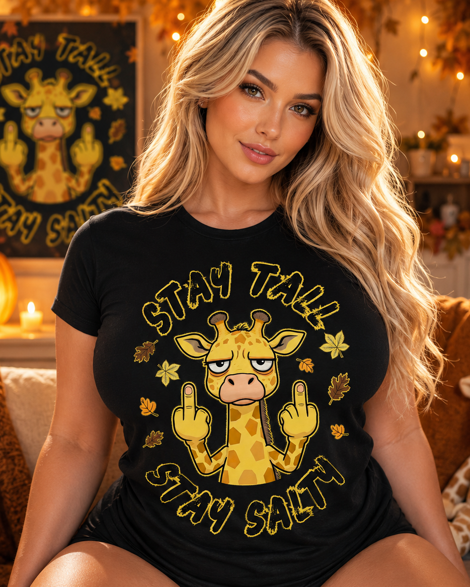 Unapologetically Expressive Giraffe with Middle Fingers T-Shirt