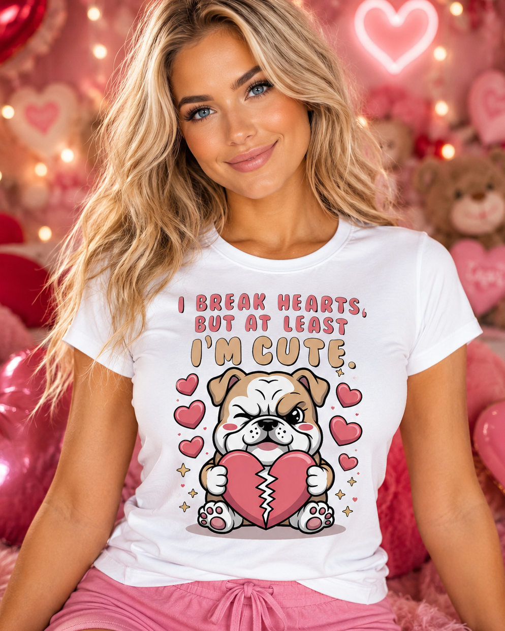 Cute Bulldog Puppy I Breaking Hearts T-Shirt