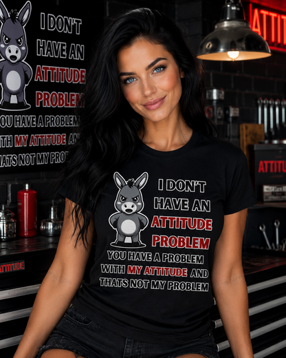 Funny grumpy donkey with bold sarcastic attitude statment T-shirt