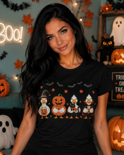 Halloween Ducks in Costumes Funny Scene Graphic T-Shirt