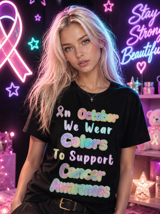 In October We Wear Colors to Support Cancer Awareness T-Shirt
