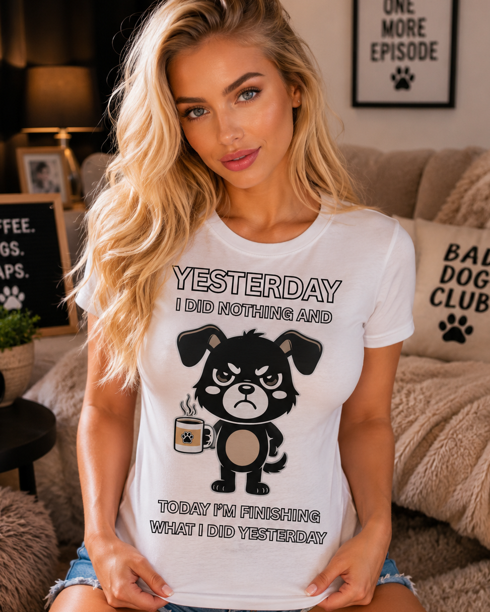 Grumpy Puppy Coffee Lover T-Shirt Funny Procrastination Quote