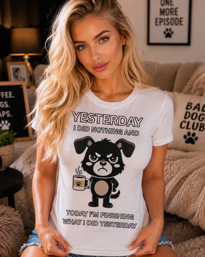 Grumpy Puppy Coffee Lover T-Shirt Funny Procrastination Quote