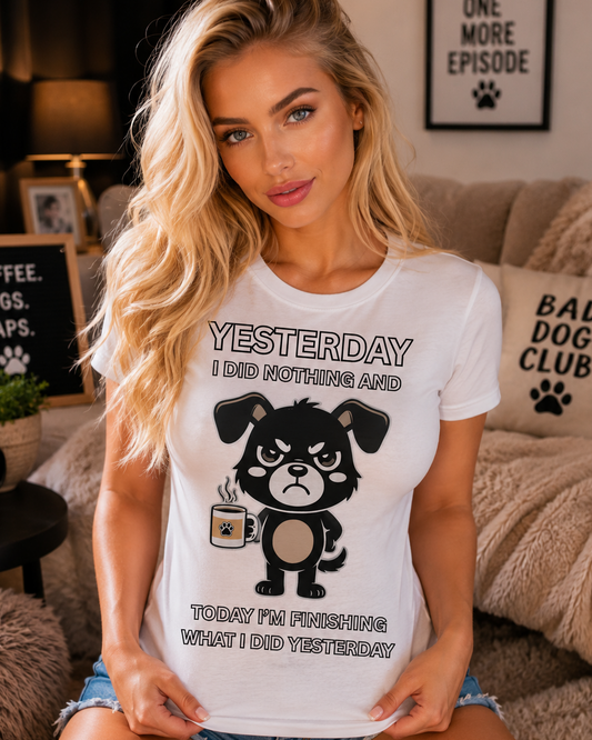 Grumpy Puppy Coffee Lover T-Shirt Funny Procrastination Quote