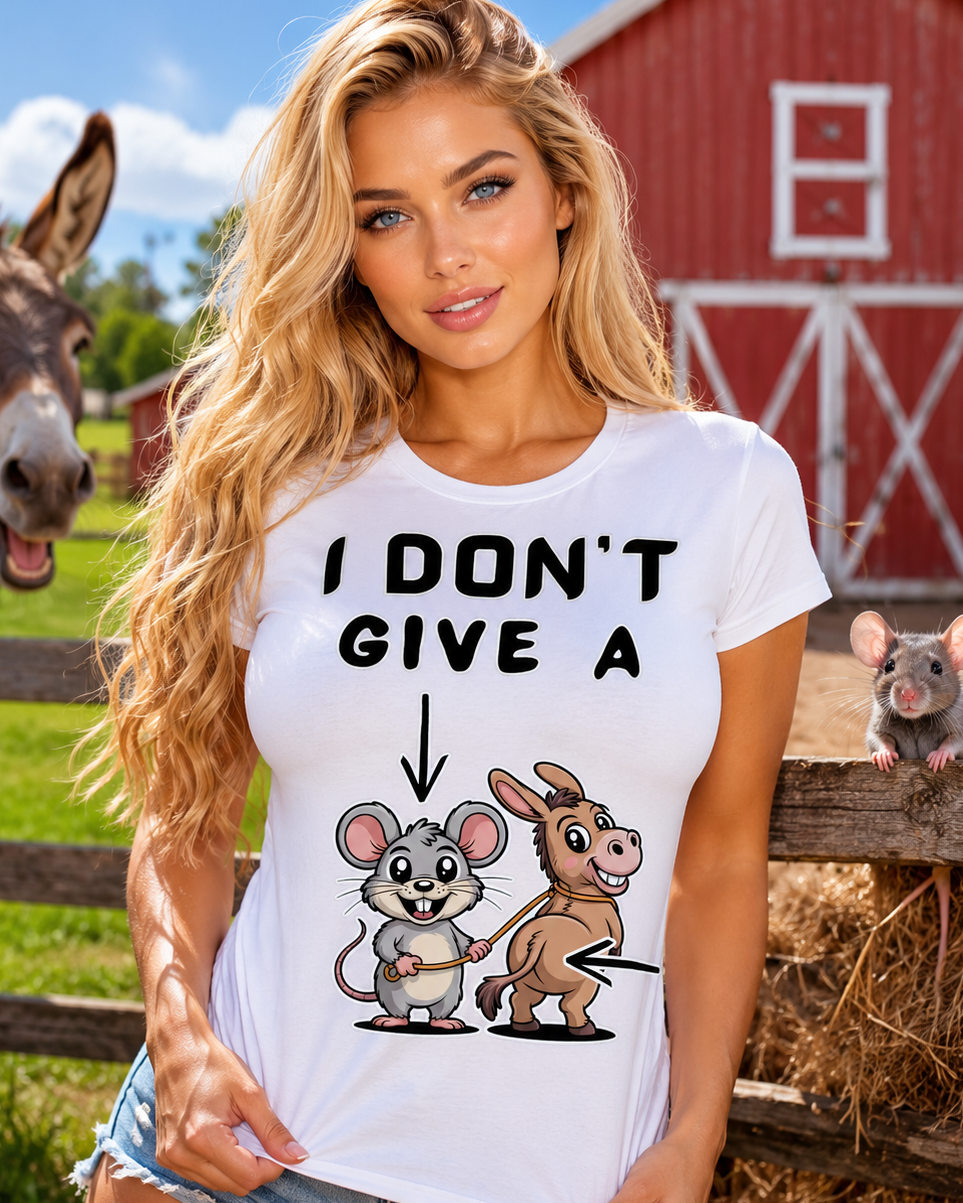 Clever Mouse and Donkey Funny T-Shirt Humorous Sarcasm Statement