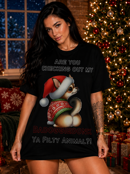 Chihuahua Baddogiedonk Filthy Animal Christmas T-Shirt
