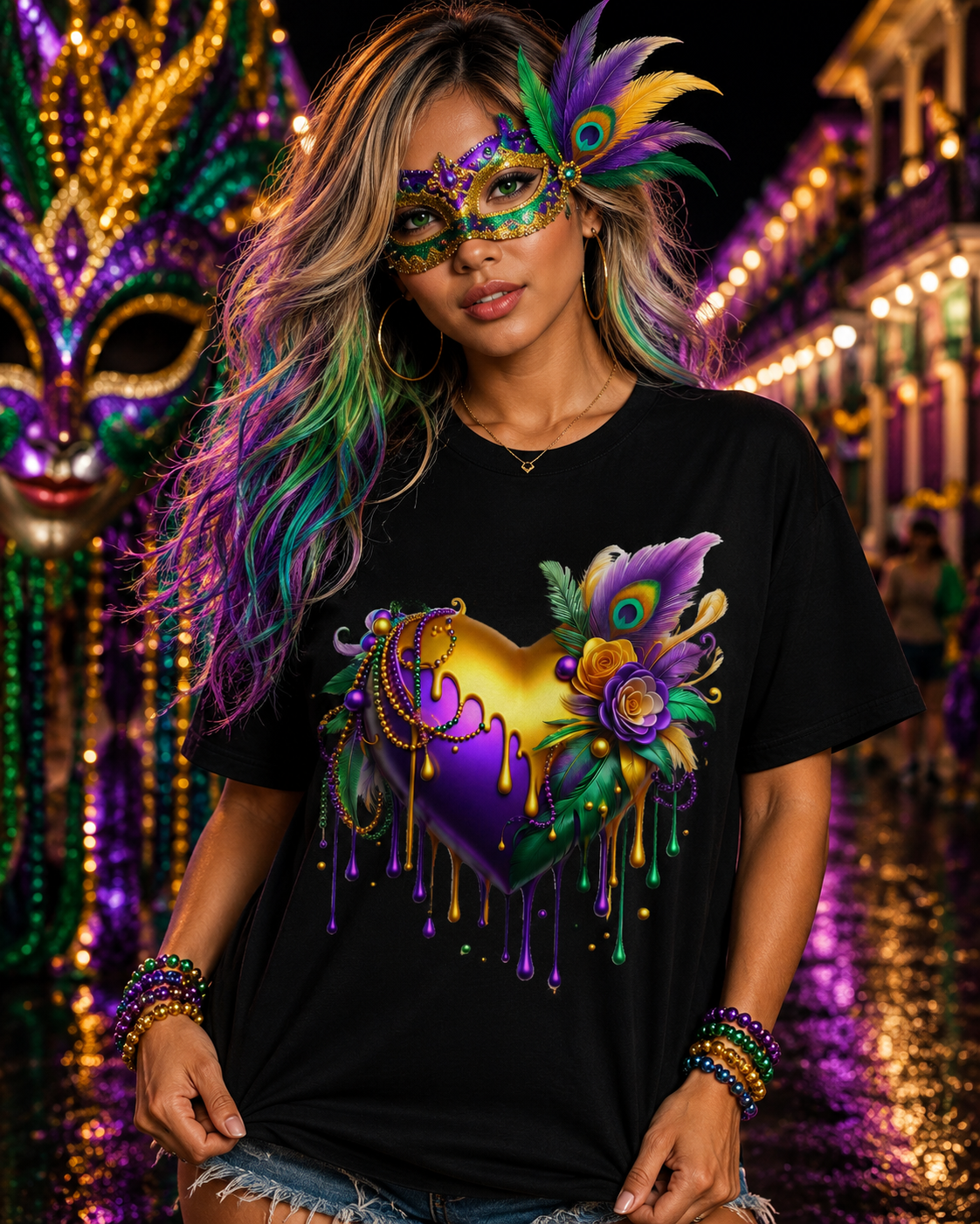 Mardi Gras Heart Tshirt