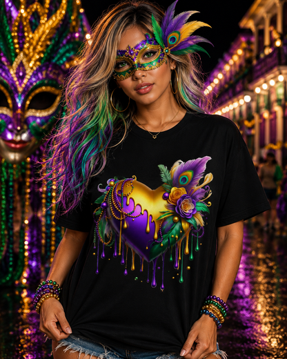 Mardi Gras Heart Tshirt