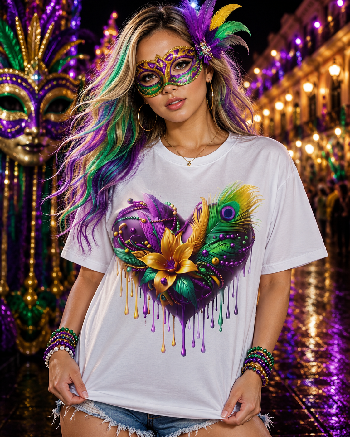 Mardi Gras Heart Tshirt