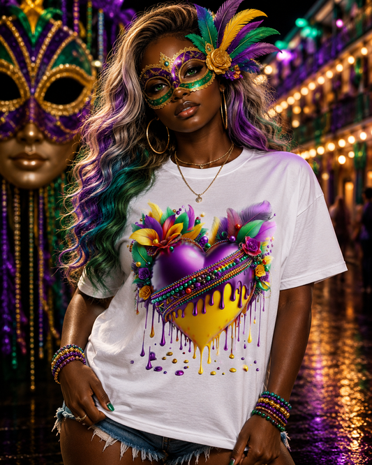 Mardi Gras Heart Tshirt
