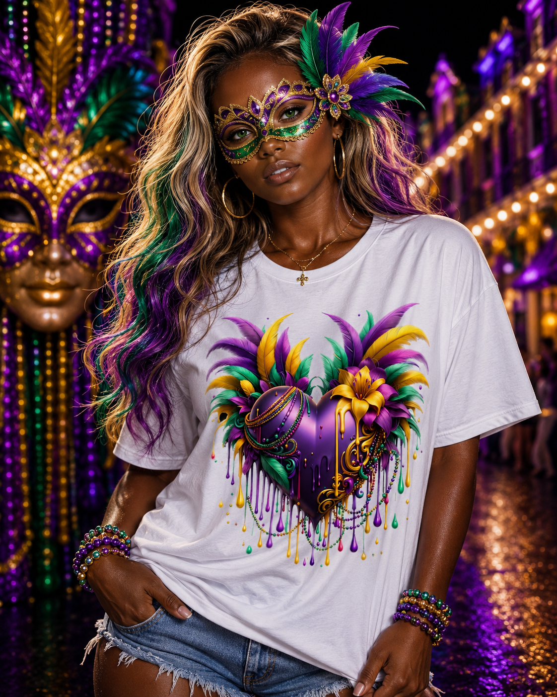 Mardi Gras Heart Tshirt