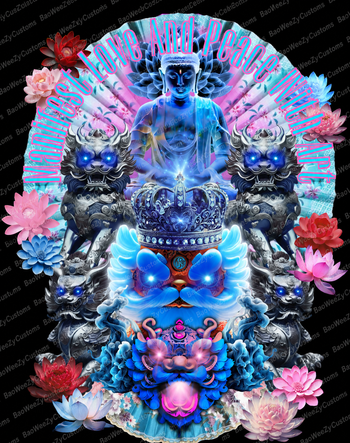 Lion Dance Asian\Chinese Theme Tshirt Manifest Love and Peace