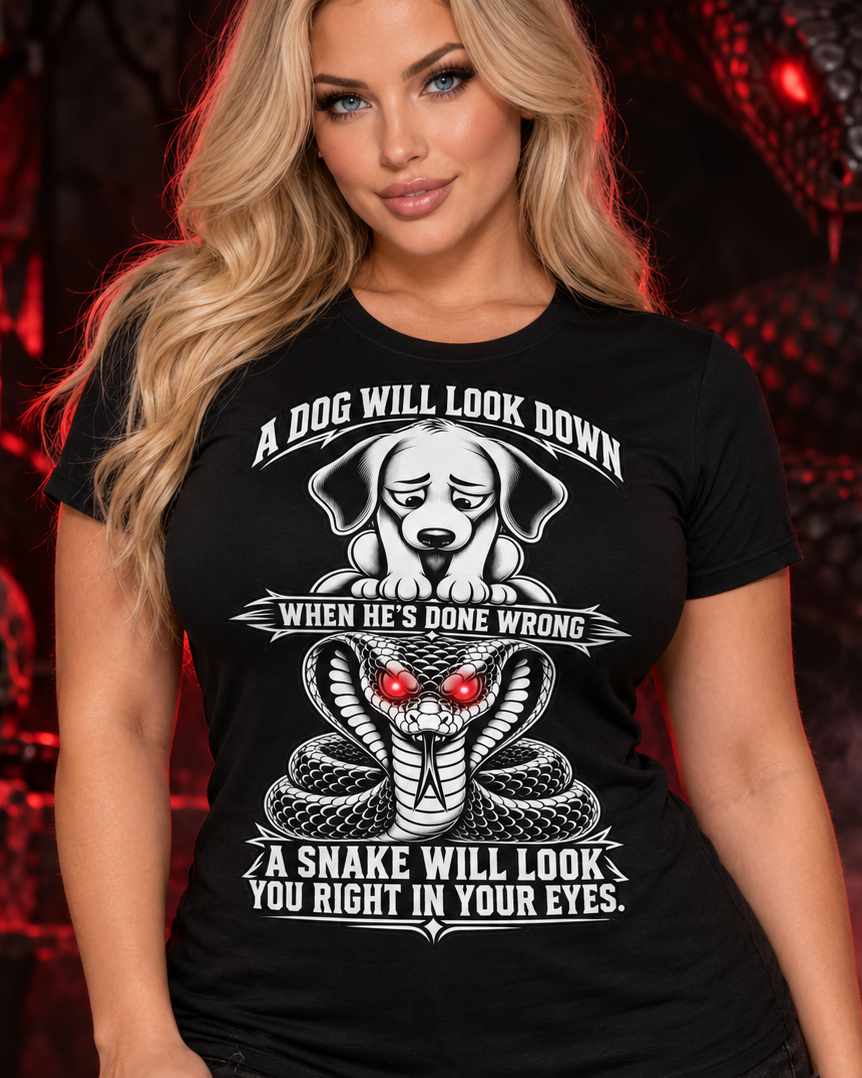 Dog and Snake Tattoo T-Shirt, Edgy Biker Quote Shirt, Gift for Him