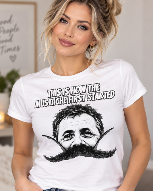 Funny Mustache T-Shirt, Retro Facial Hair Graphic Meme Tee