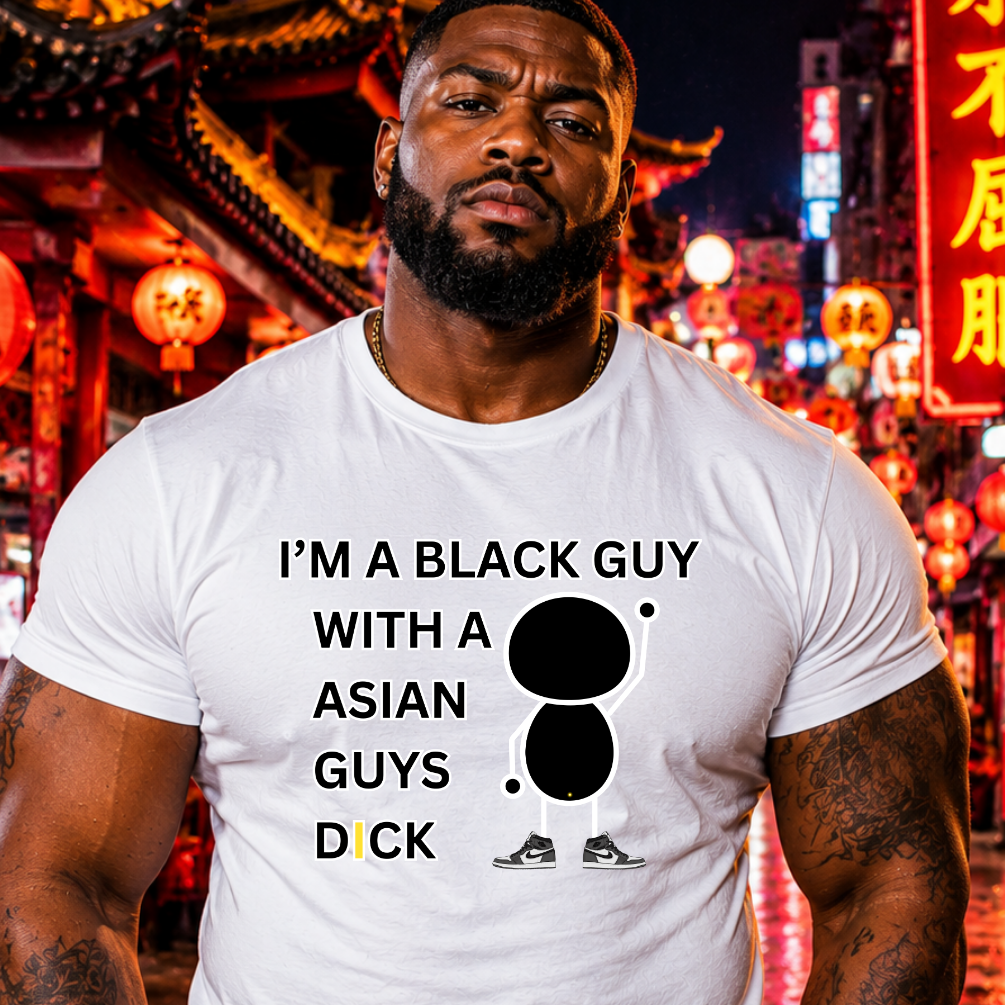 Black Guy Asian Guys Dick Shoe Humor Graphic T-Shirt