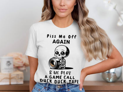 Funny Skeleton Duck Tape T-Shirt: Sarcastic Graphic Tee