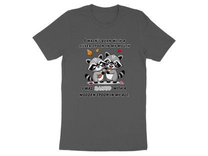Funny Raccoon T-Shirt: Sarcastic Wooden Spoon Humor, Kawaii Graphic Tee