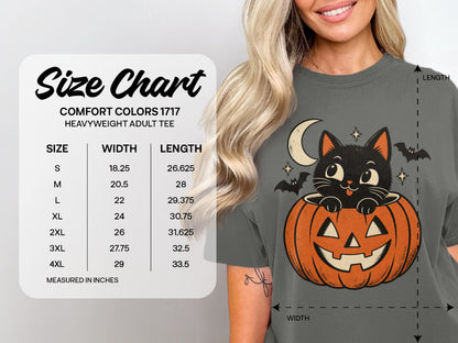 Comfort Colors 1717 size chart for heavyweight adult tee with measurements.