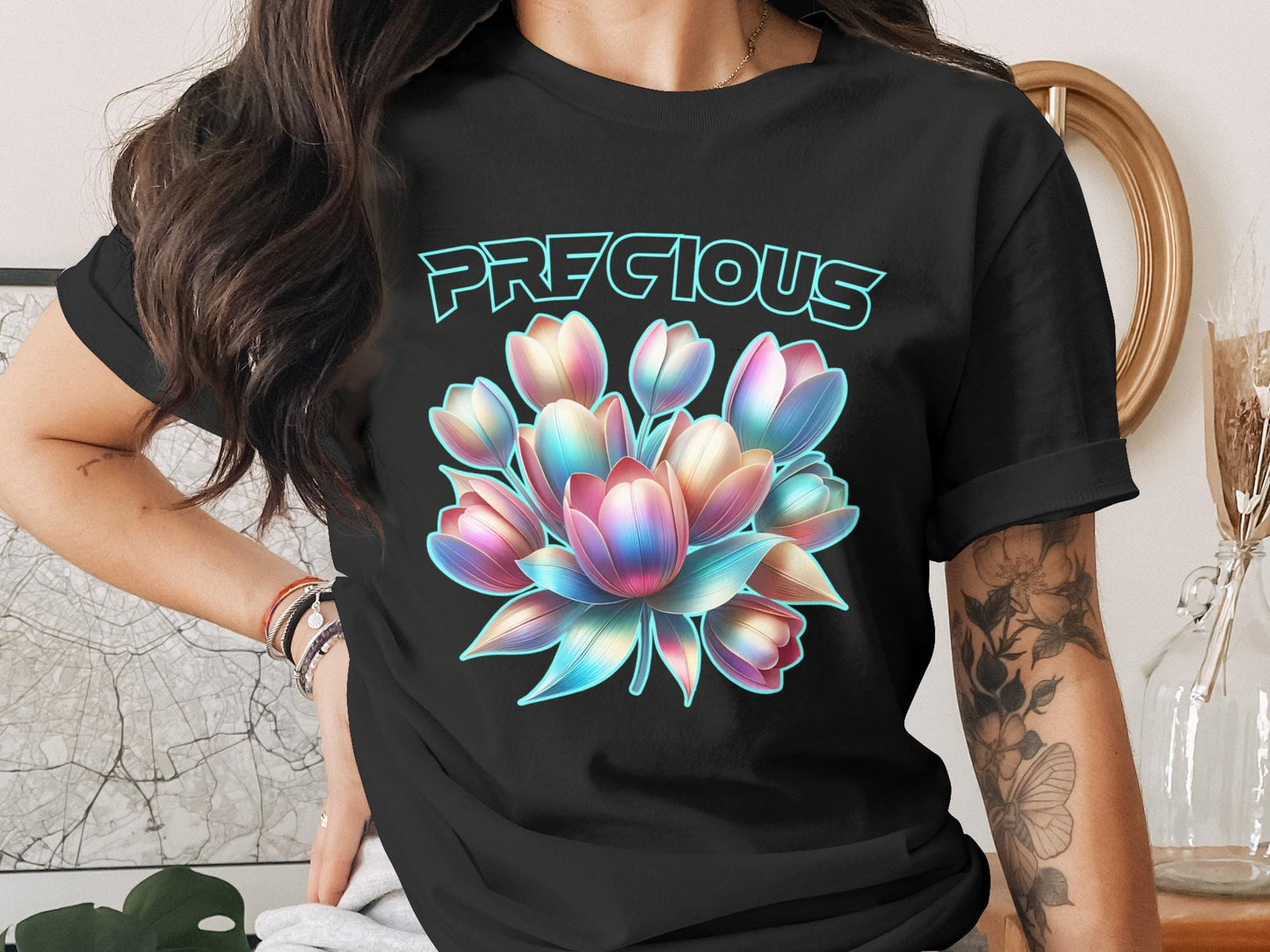 Precious Tulips T-Shirt, Floral Tee, Flower Graphic Shirt, Cute T Shirt, Trendy Shirt, Aesthetic T Shirt, Gifts for Her, Gift for Him