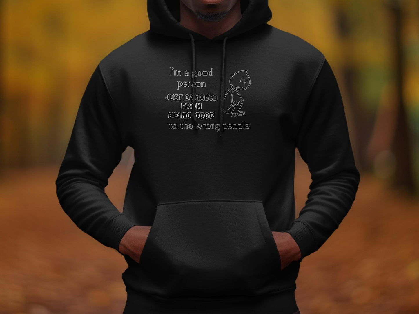 Damaged Good Person T-Shirt: Funny Sarcastic Stick Figure Graphic Tee