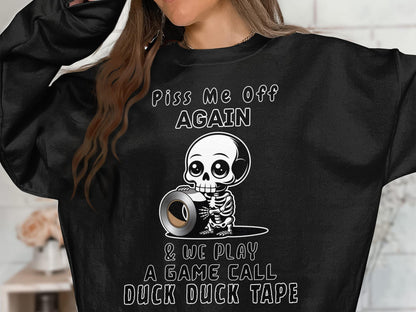 Funny Skeleton Duck Tape T-Shirt: Sarcastic Graphic Tee