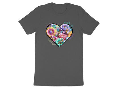 Floral Heart & Bee Graphic Tee: Nature Lover Gift