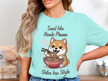 Send Noods Shiba Inu T-Shirt: Funny Ramen Dog, Kawaii Anime Tee