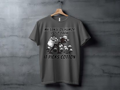 Dark humor t-shirt with an ant picking cotton.