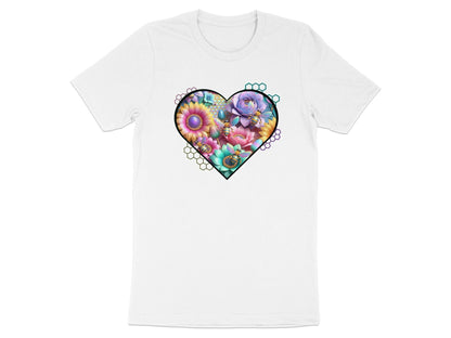 Floral Heart & Bee Graphic Tee: Nature Lover Gift