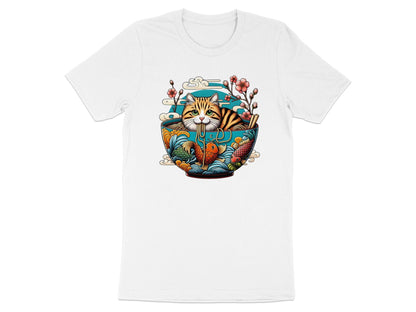 Ramen Cat T-Shirt: Kawaii Anime Style, Japanese Noodles