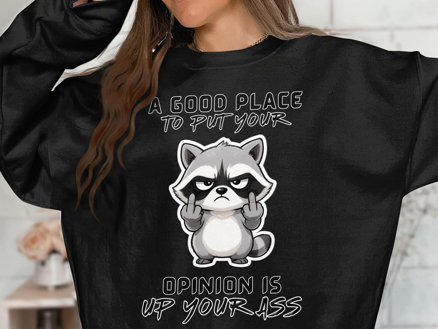 Sarcastic Raccoon Middle Finger T-Shirt: Offensive Humor Graphic Tee